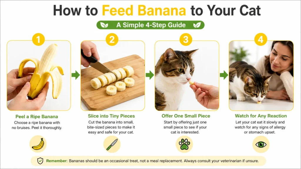 How to Safely Feed Banana to Your Cat Step-by-step guide showing how to safely feed banana to a cat